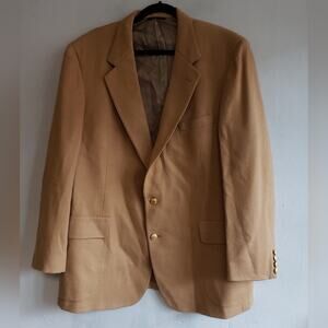 Men's 42R vintage Cricketeer Lazarus 100% wool tan blazer jacket Union Made